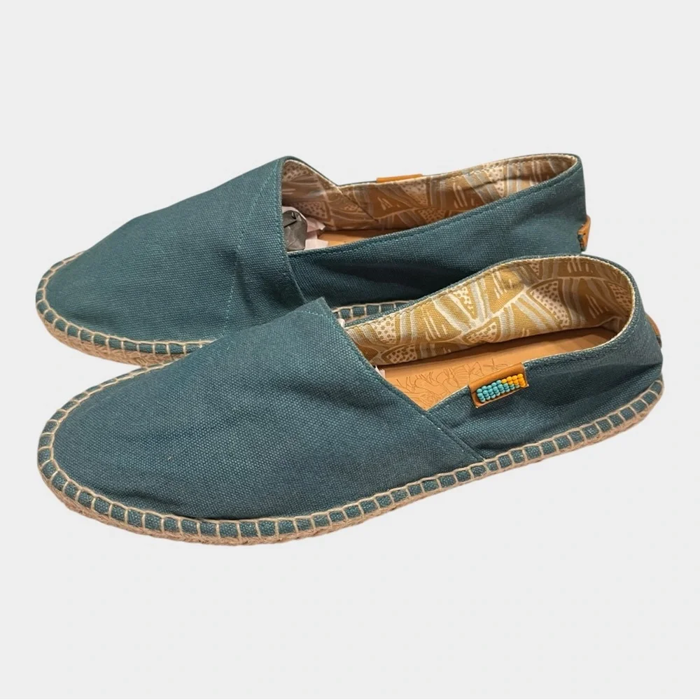 NWOT UBUNTU Life Classic Afidrilles Teal Espadrille Casual Handmade Shoes sz 10